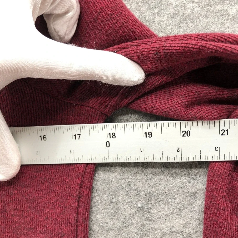 Madewell Mockneck Puff Sleeve Sweater Womens S Burgundy Fleece Heather Knit